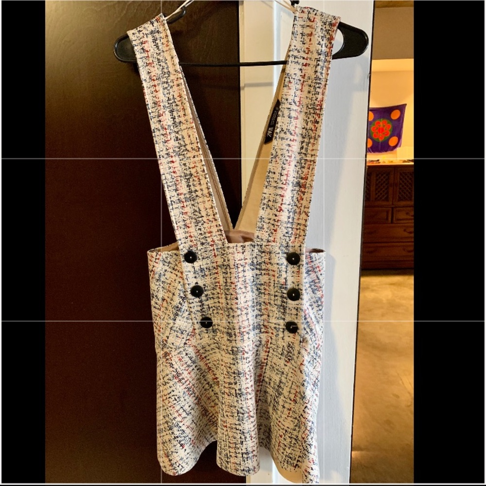 Multicolor Mini Skirt with Suspenders